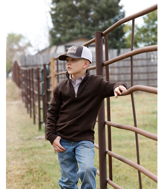 cinch MWK7980004 BOYS 1/4 ZIP BRN