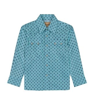 Wrangler 112385921 Boys Retro LS Snap Turq/Aqua