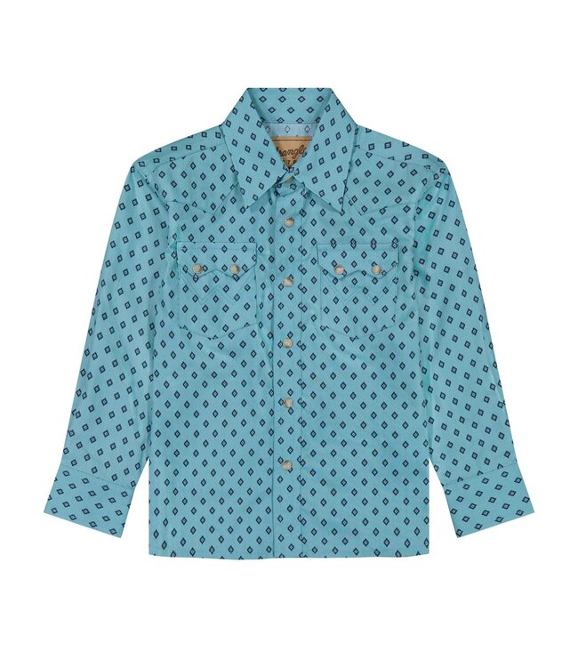 112385921 Boys Retro LS Snap Turq/Aqua