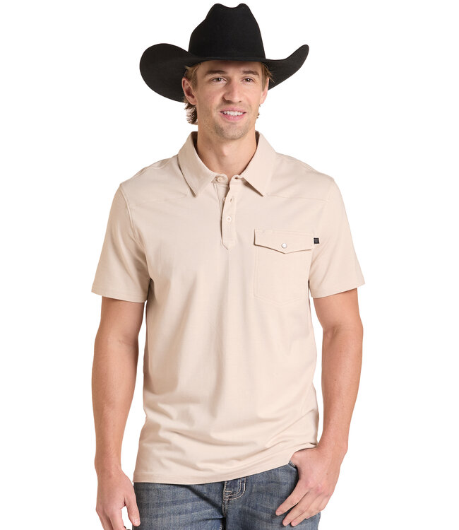 BM51T09589 SOLID MELANGE POLO Natural