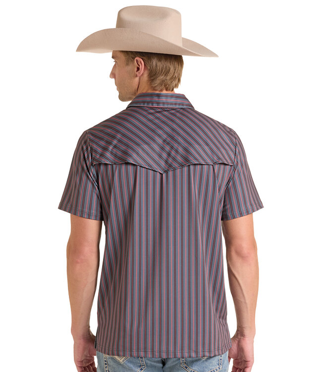 BM51T09591 STRIPED WESTERN VENTED POLO CHARCOAL