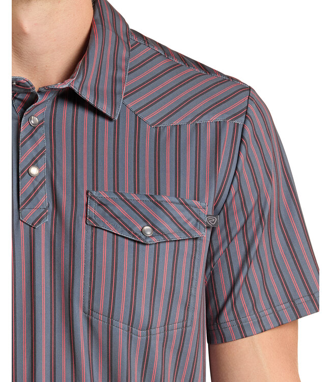 BM51T09591 STRIPED WESTERN VENTED POLO CHARCOAL