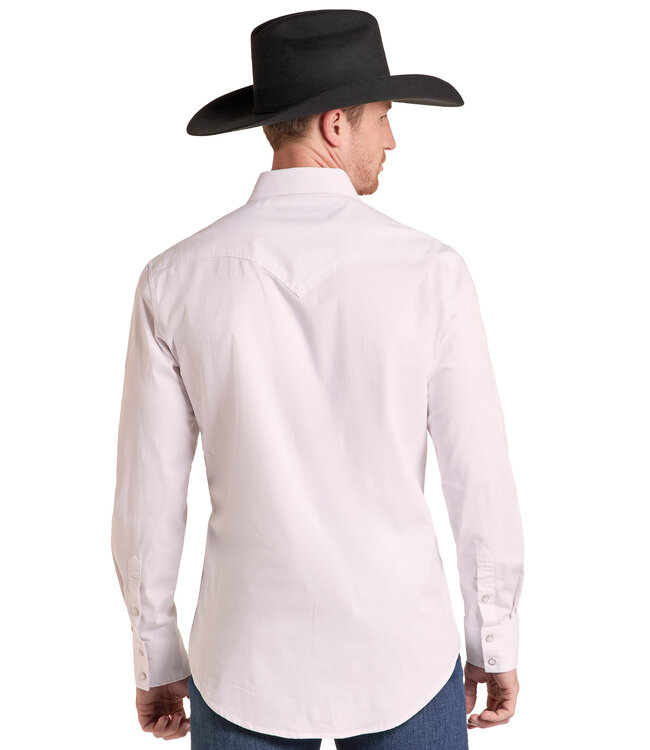 BMN2S09439 RR SOLID TWILL LS SNAP WHITE