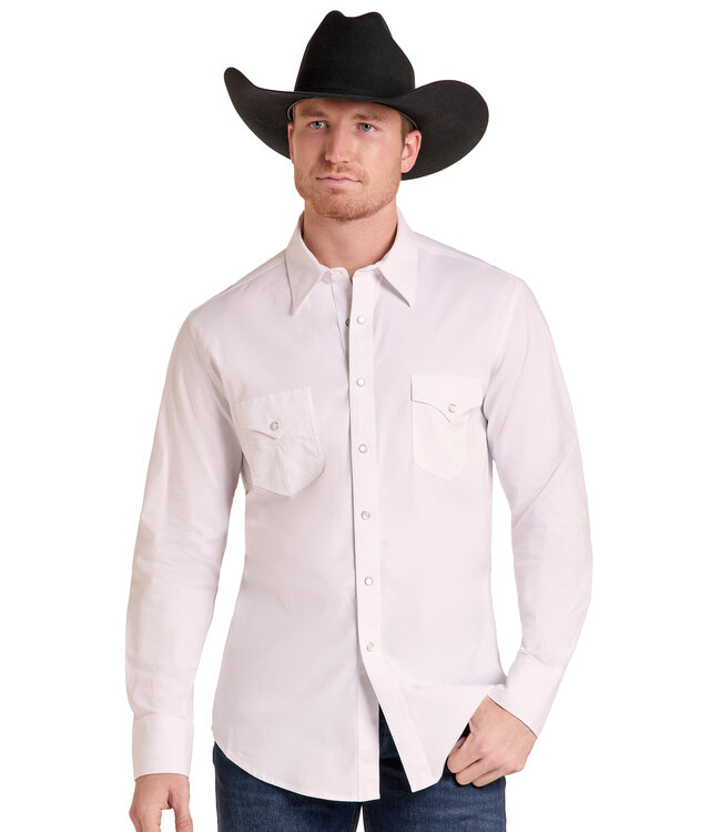 BMN2S09439 RR SOLID TWILL LS SNAP WHITE