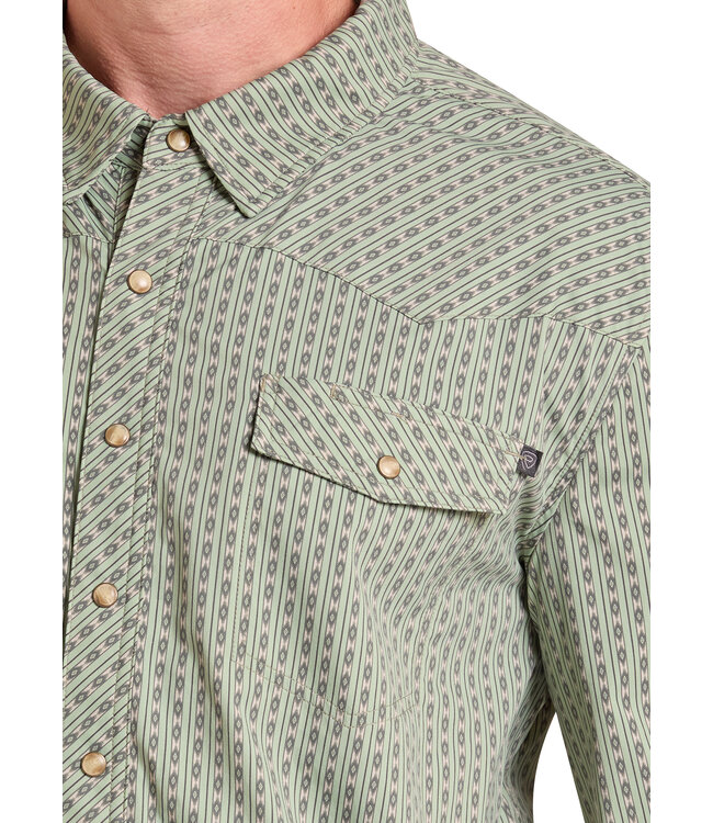 BMN2S09467 TEK CORE AZTEC STRIPE PRINT MOSS GREEN