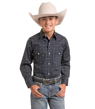 Panhandle Slim RBN2S09546 Boys LS 2Pkt Snap Black