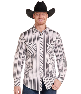 Panhandle Slim BMN2S09423 RR STRIPE PRINTED LS SNAP GREY