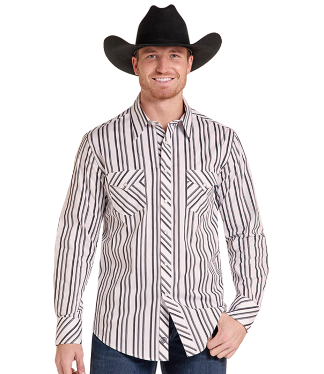 BMN2S09423 RR STRIPE PRINTED LS SNAP GREY