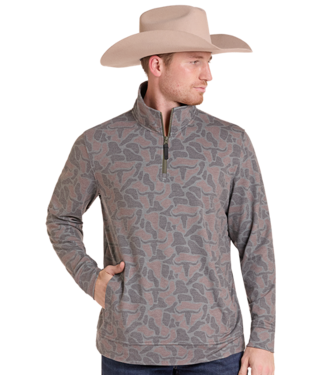 Panhandle Slim BM91T09634 CAMO JERSEY PULLOVER CHOCOLATE