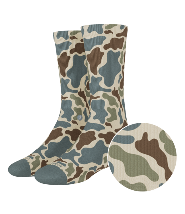 The Blender Grey Duck Camo Heel Hammock Crew Socks