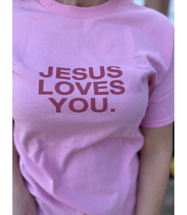 Jesus Loves You Pink Clay Tee