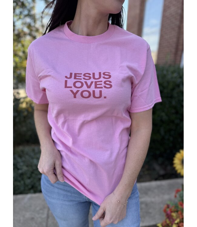 Jesus Loves You Pink Clay Tee