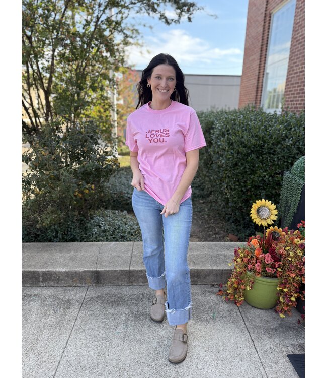 Jesus Loves You Pink Clay Tee