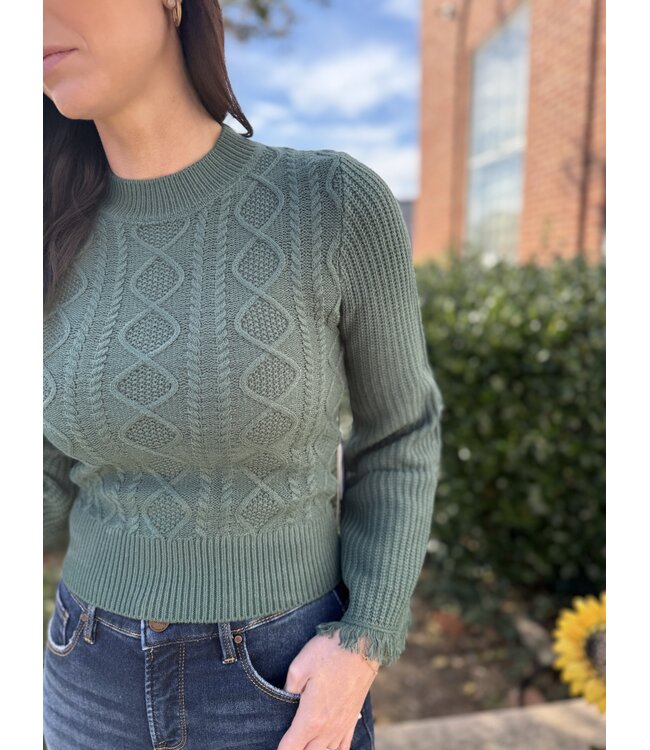 BW32T09398 Flare Sleeve Sweater Jade
