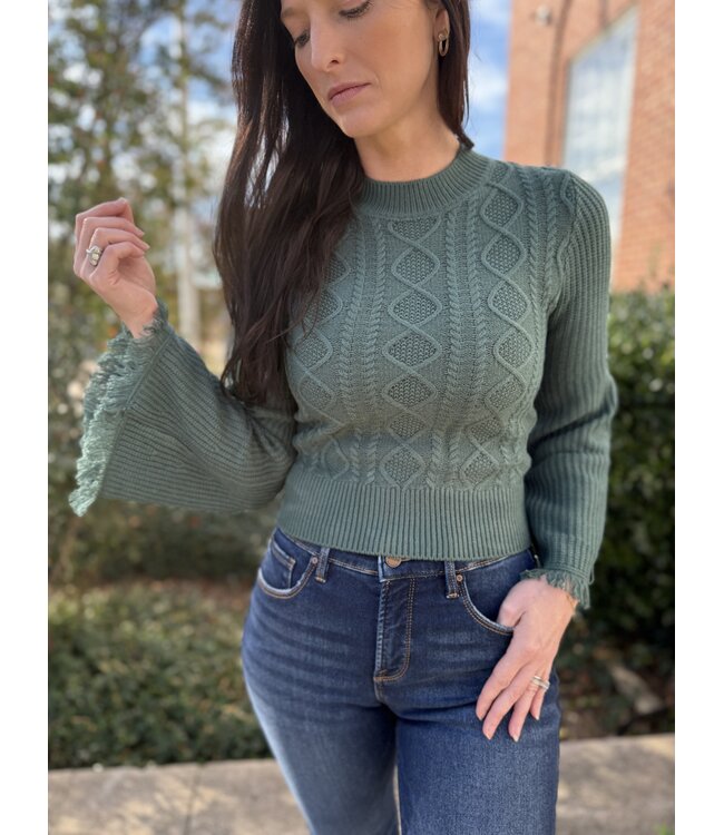 BW32T09398 Flare Sleeve Sweater Jade