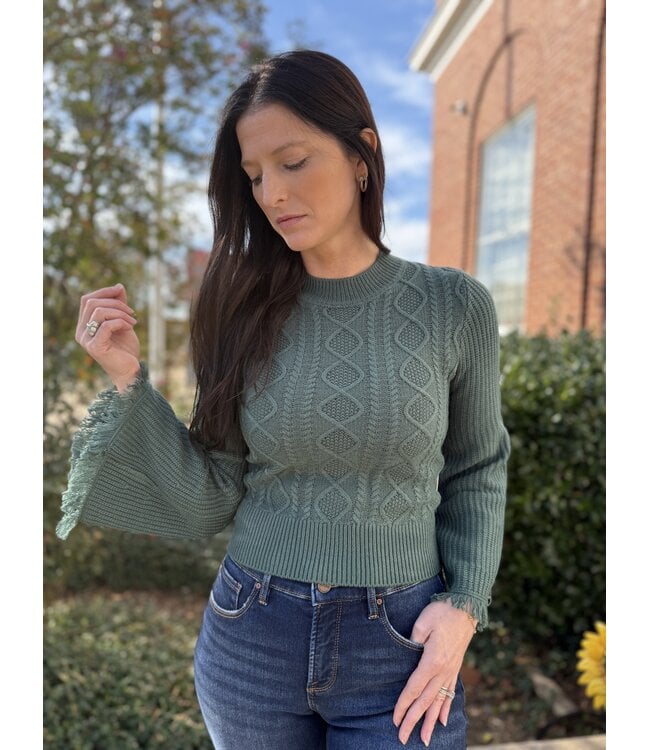 BW32T09398 Flare Sleeve Sweater Jade