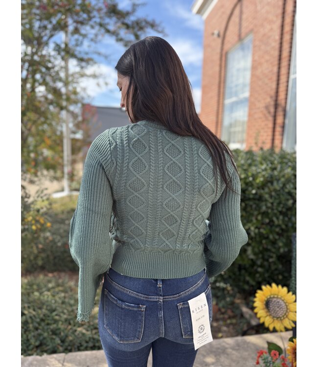 BW32T09398 Flare Sleeve Sweater Jade
