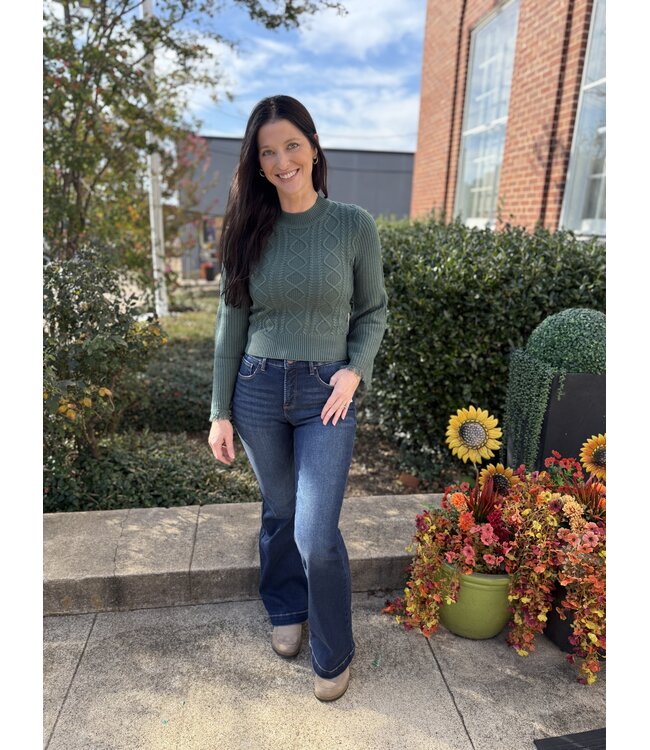 BW32T09398 Flare Sleeve Sweater Jade