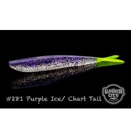 Lunker City Fishing Specialties Fin-S 4" Purple Ice/Chartreuse Tail #281