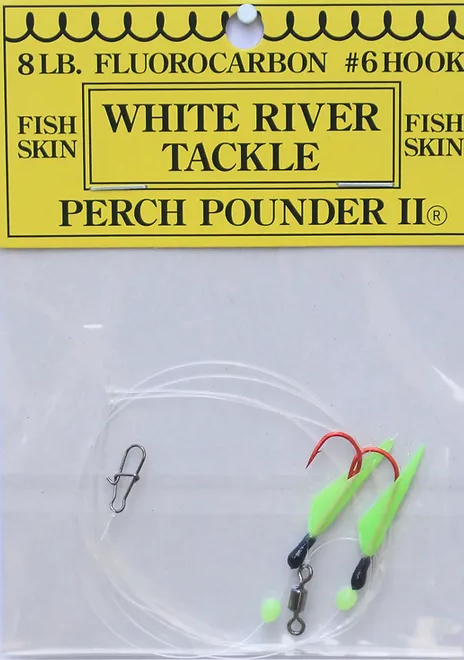 White River Tackle Perch Pounder #3 Glow/Black Head Hook 6