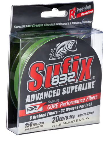 SUFIX 832 BRAID 150YD 6# GRN