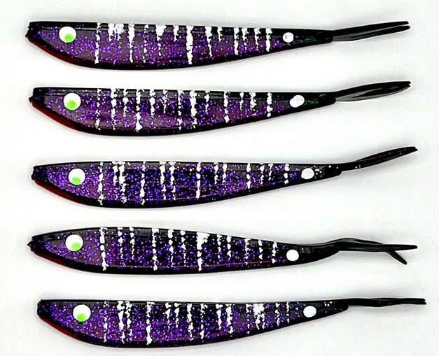 Lure Lipstick Lure LipStick Split Tail 4" Purple Tiger Log Perch