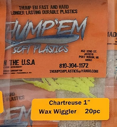Thump'Em Wax Wiggler 1" Chartreuse*/