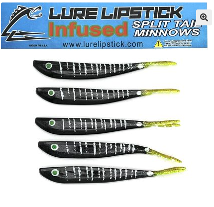 Lure Lipstick Lure LipStick Split Tail 4" Black Log Perch