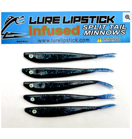 Lure Lipstick Lure LipStick Split Tail 4" Black Blue Cracked Ice
