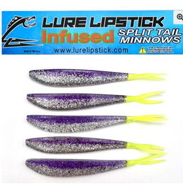Lure Lipstick Lure LipStick Split Tail 4" Purple Ice/Chart. Tail