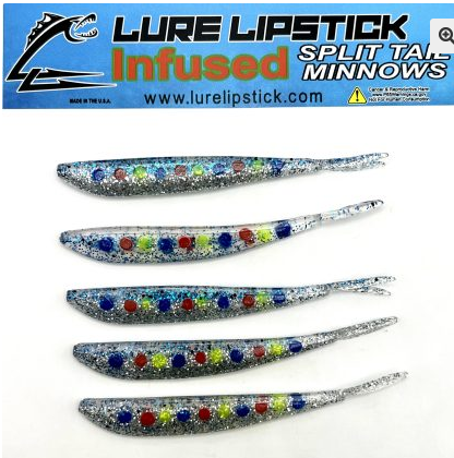 Lure Lipstick Lure LipStick Split Tail 4" Blue Ice Wonderbread