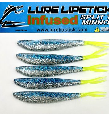 Lure Lipstick Lure LipStick Split Tail 4" Blue Ice/Chart. Tail