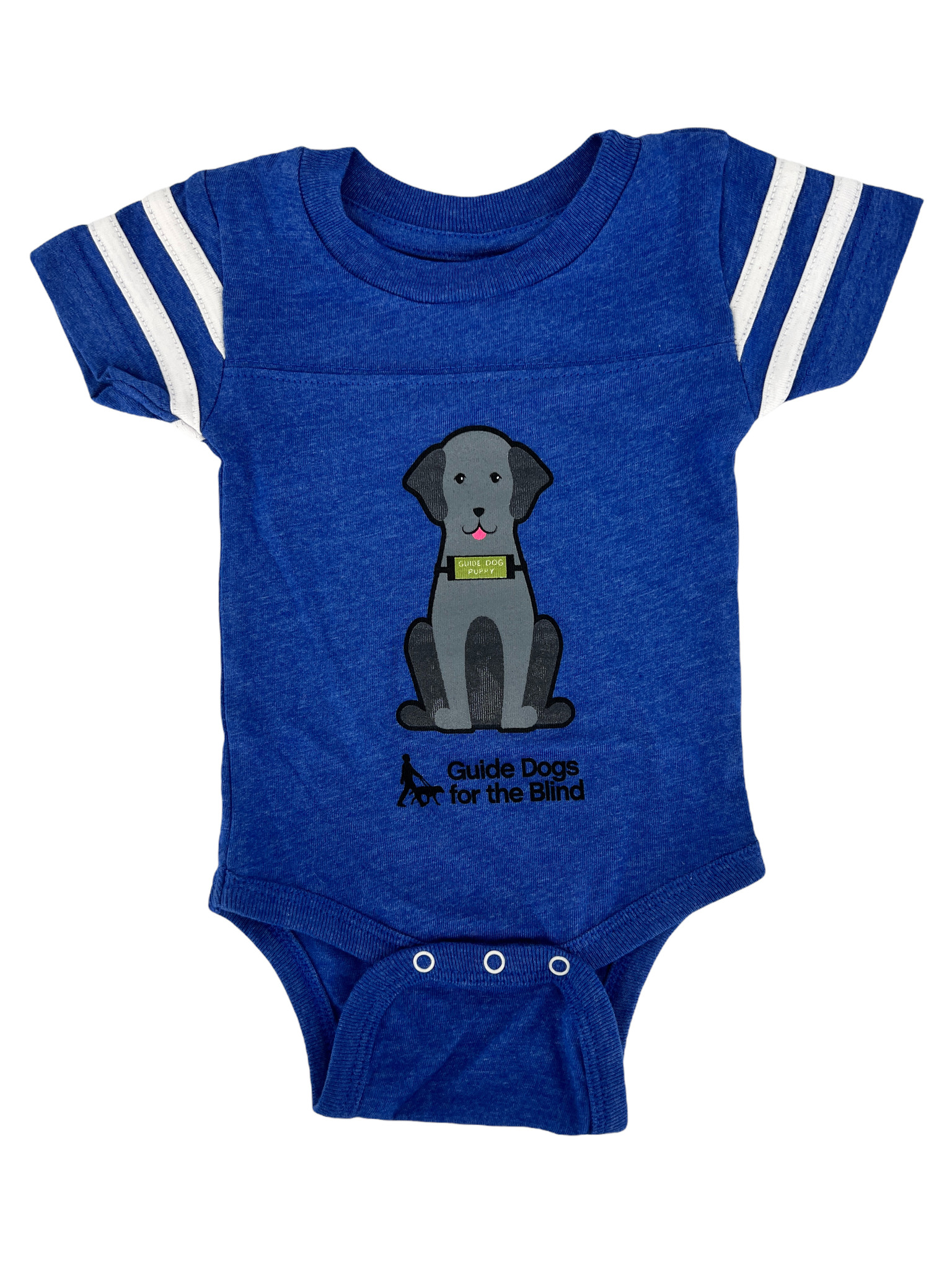 Onesie - black lab in puppy jacket - Guide Dogs for the Blind