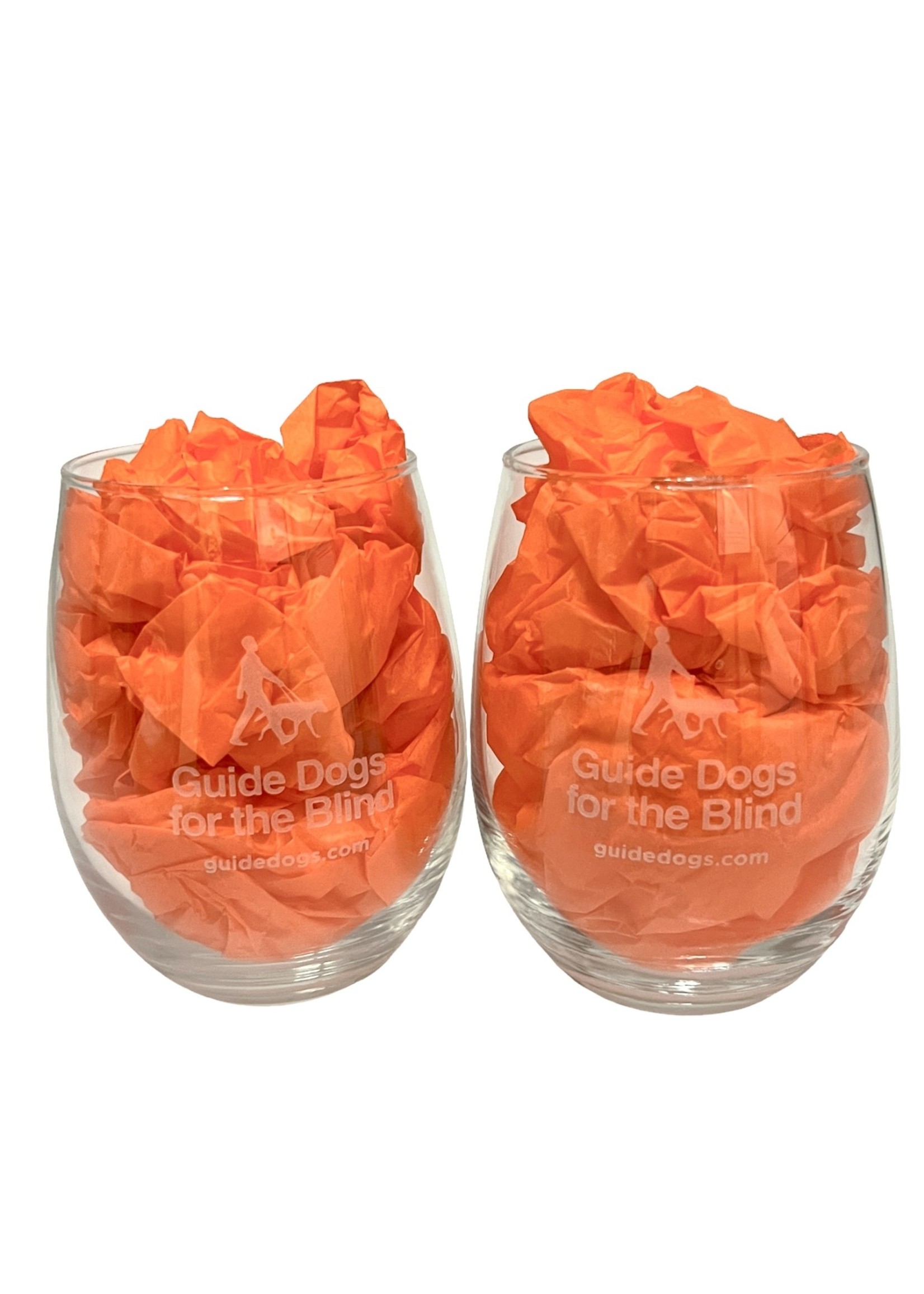 18 oz Etched Stemless Wine Gift Set Guide Dogs for the Blind