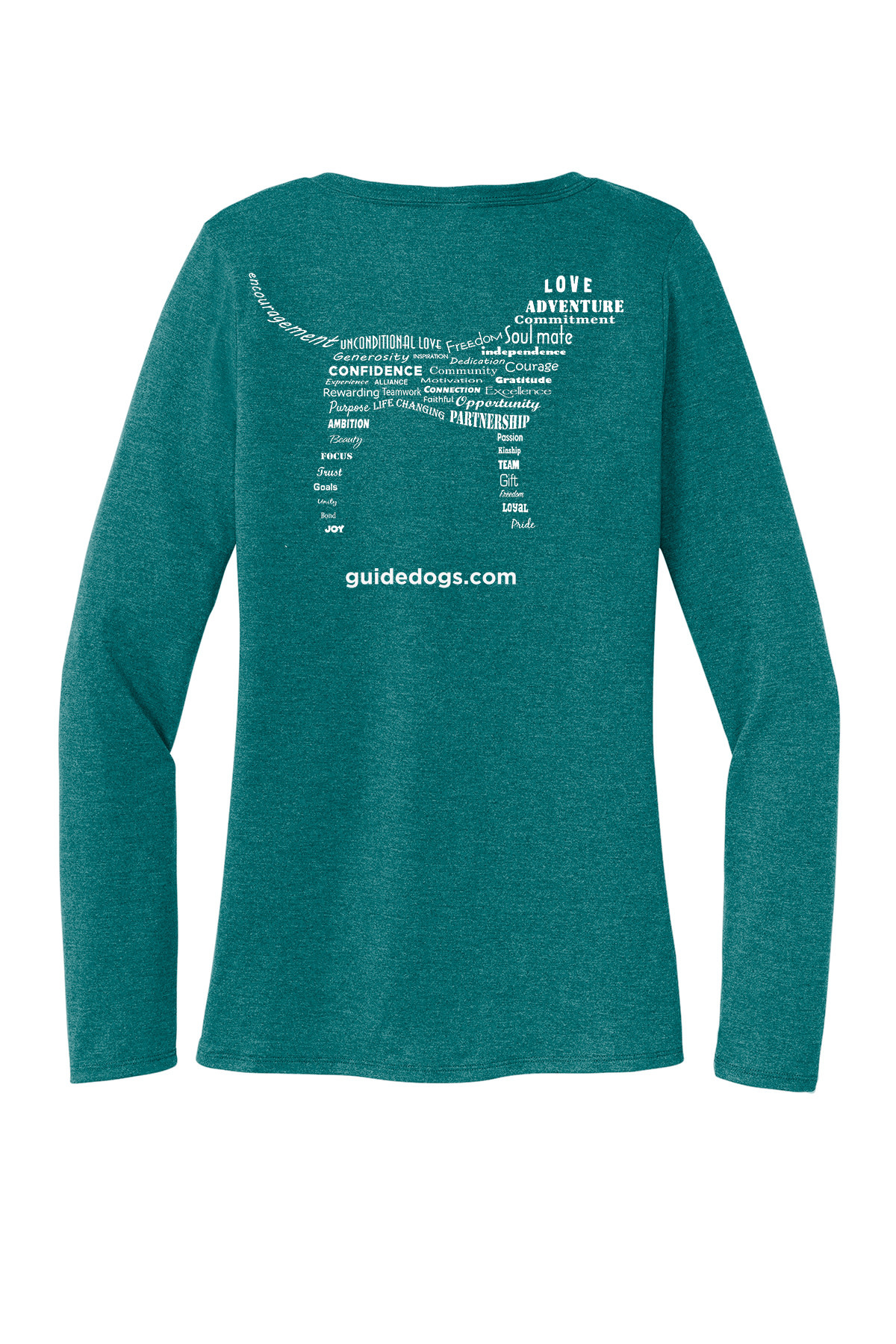 Adult Contoured LS V Neck Wordy Tee - Guide Dogs for the Blind