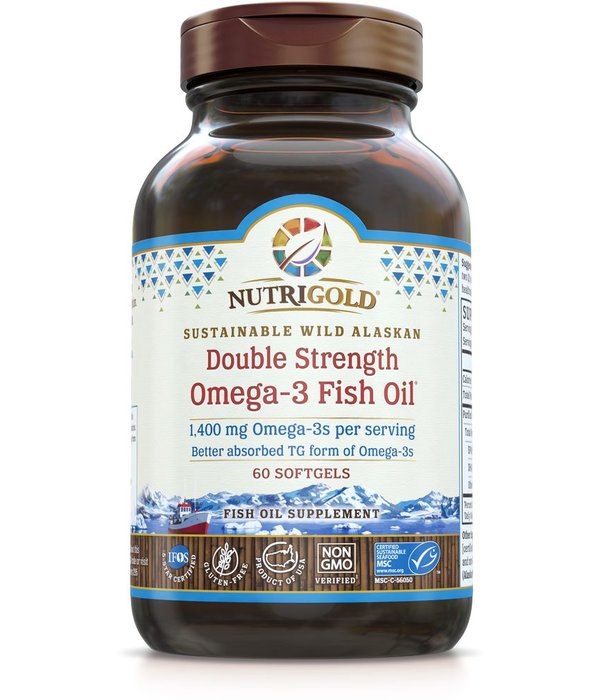 Double Strength Fish Oil Omega-3 Gold 1,400 mg Omga-3s per serving Better  absorbed TG form of Omega-3s, 60 soft gels - To Your Health