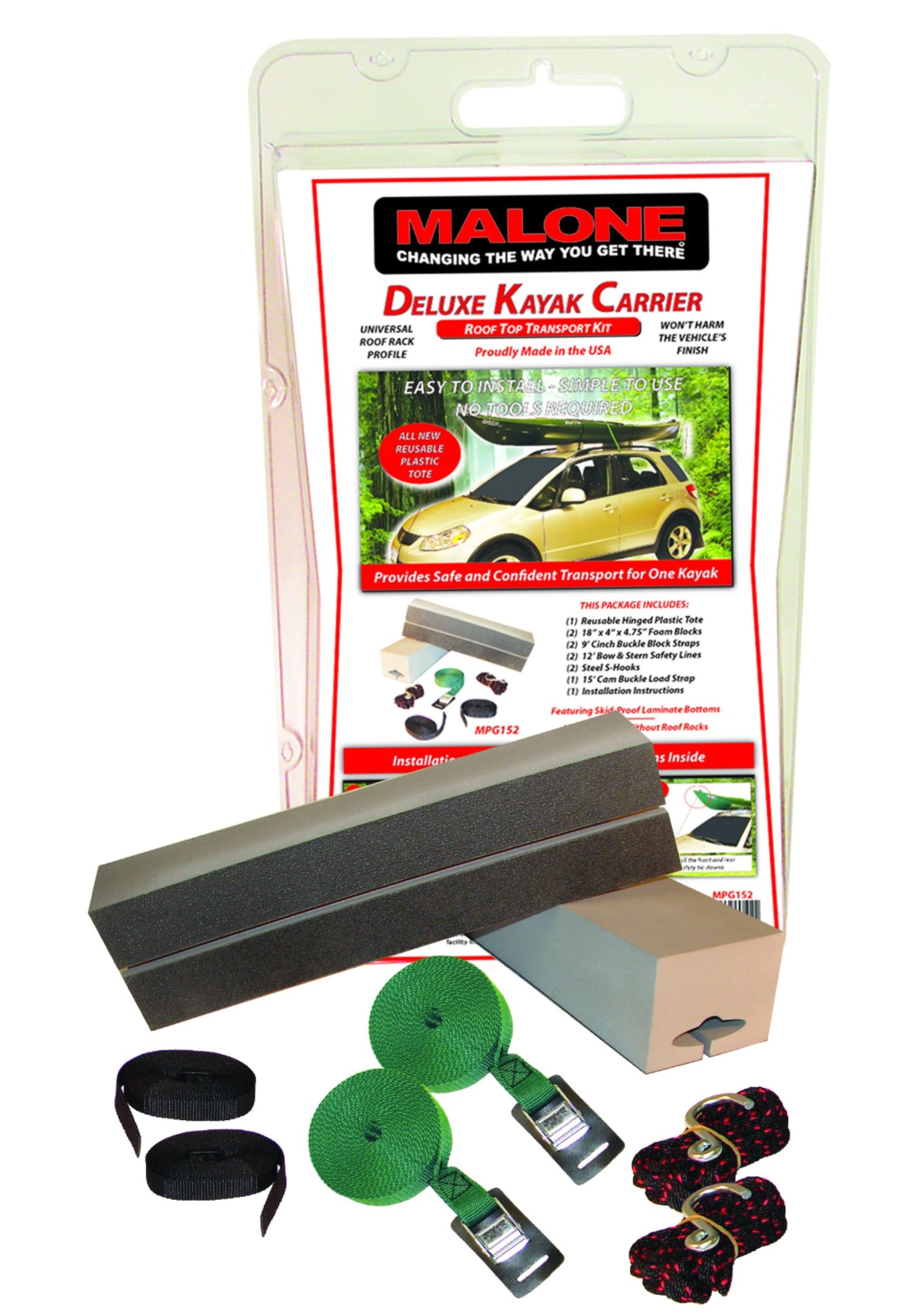 Malone Deluxe Kayak Carrier Kit, Malone