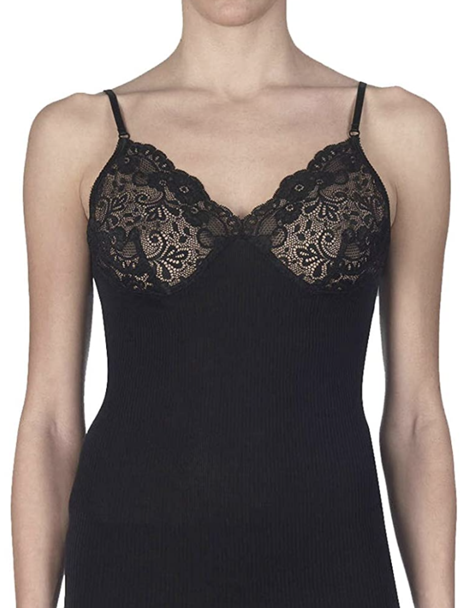 COTTON RIBBED LACE CAMISOLE