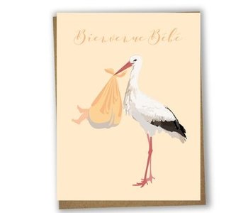 Bilingual greeting cards  - Welcome baby stork