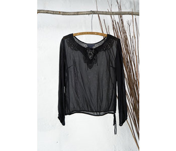 Sheer Black Top with Beading