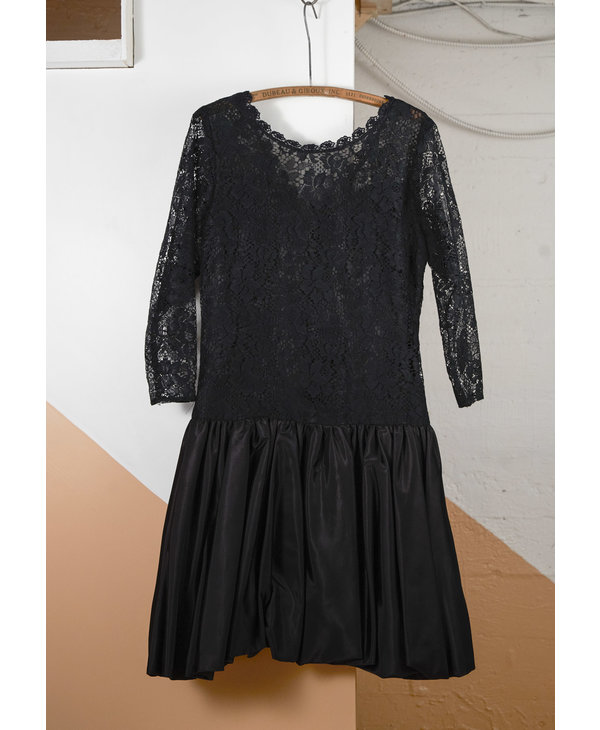 Black Lace and Taffeta Dress