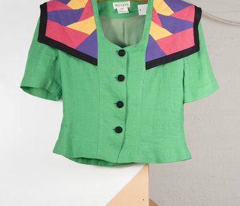 Green Colour-Block Sailor Top