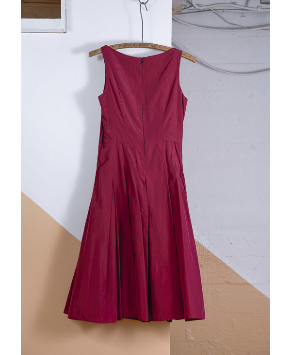 Burgundy A-Line Sleeveless Dress