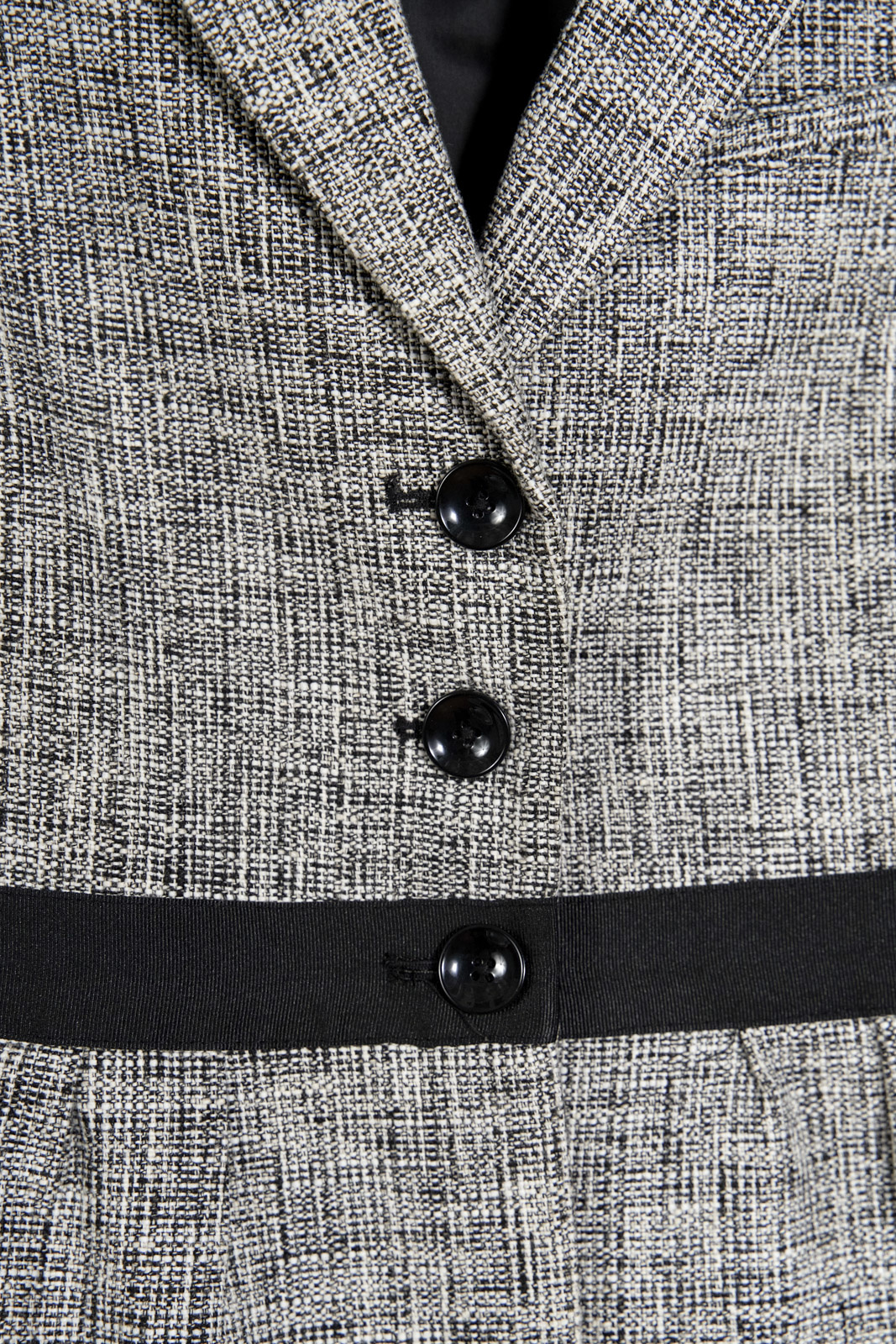 B&W Tweed Blazer with Black Waistband