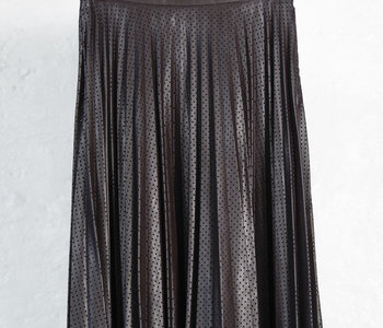 Perforated Brown Pleated Skirt
