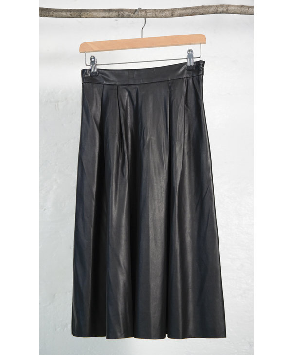 A-Line Vegan Leather Midi Skirt