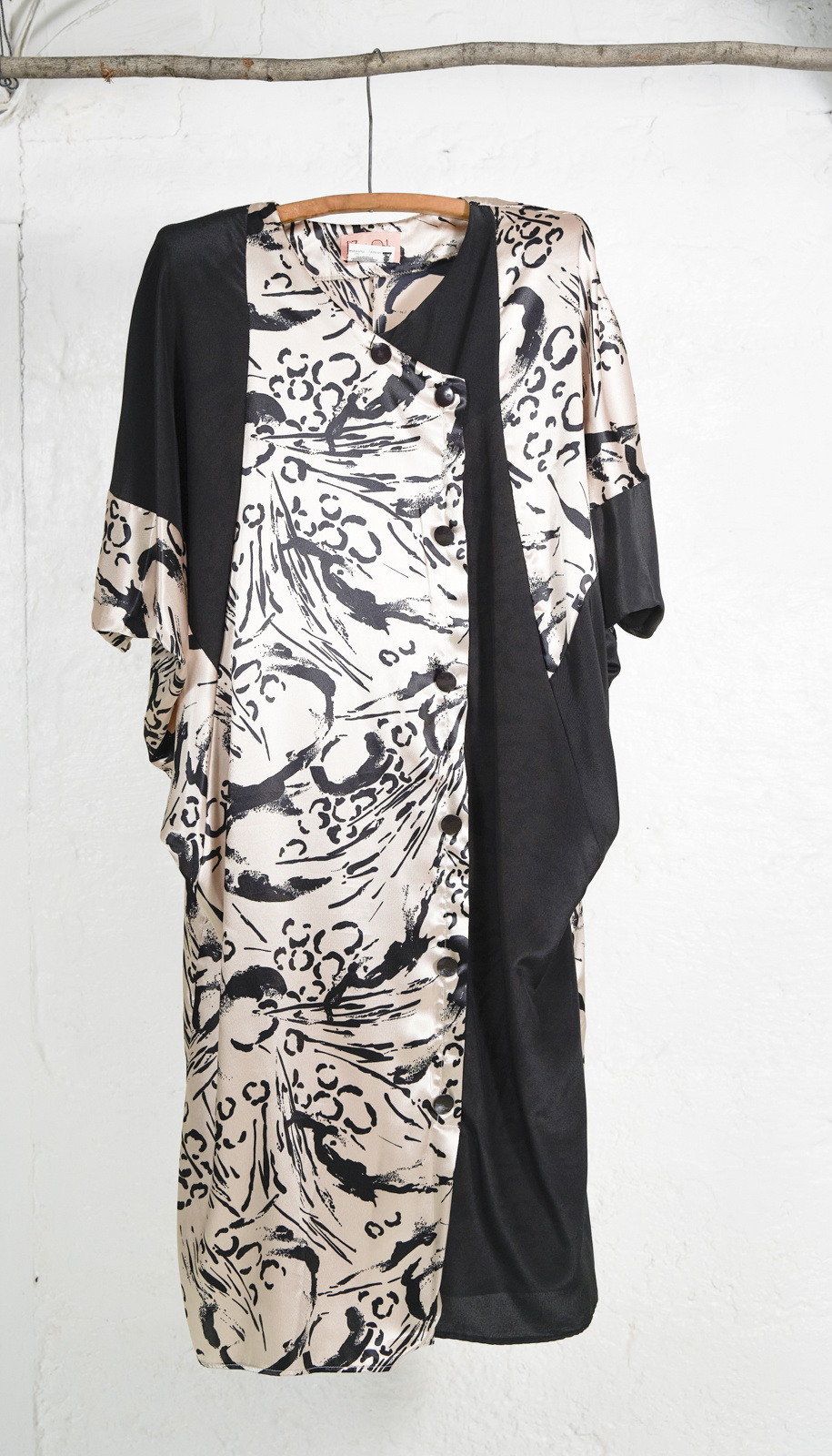 Asymmetrical Dress Black and Animal Print