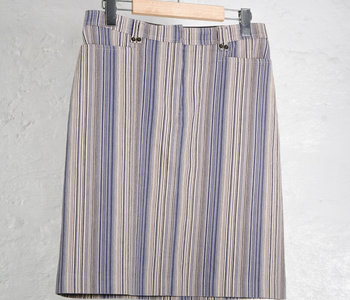 Vertical 90s Stripe Stretch Denim Skirt