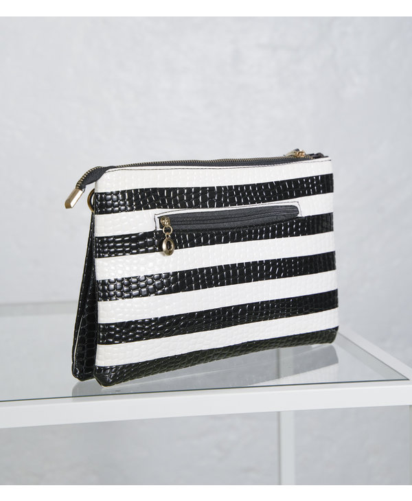 Black and White Leather Clutch