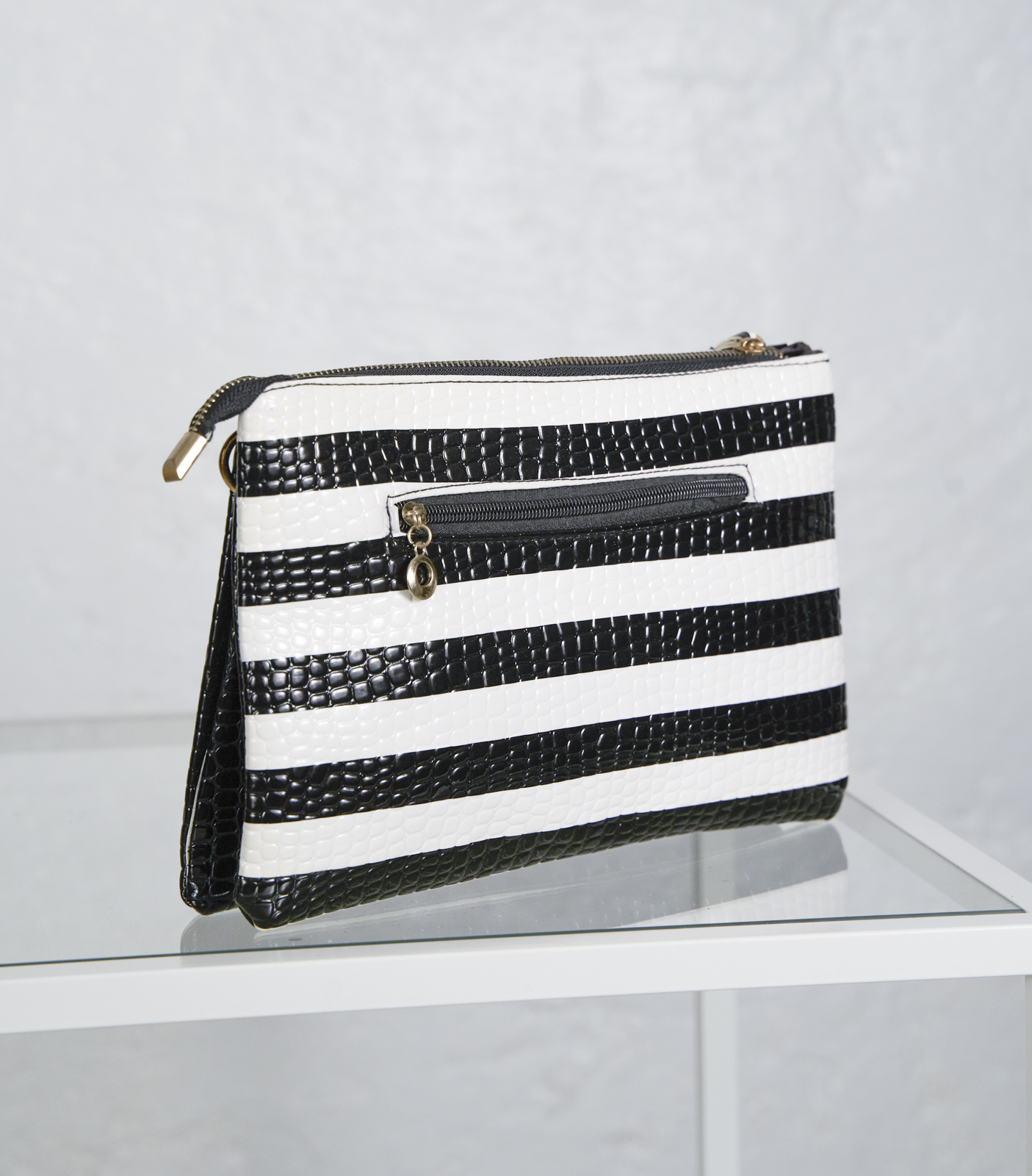 Black and White Leather Clutch